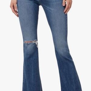 Hudson Jeans Blue Flare Jeans with Knee Rip